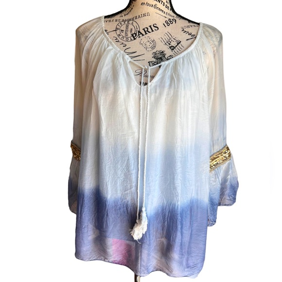 Scandal sequined semi sheer top Sz L - Picture 1 of 6